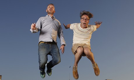Basement Jaxx's Simon Ratcliffe (left) and Felix Buxton on the roof of their north London recording studio last month. Photograph: Andy Hall for the Observer