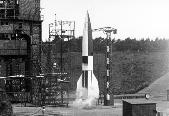 V-2 rocket at the research center in Peenemunde Germany.
