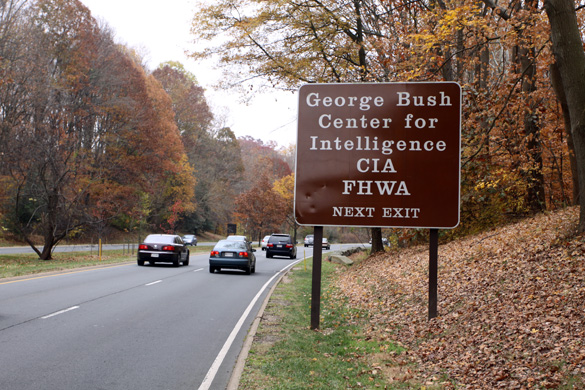 Central Intelligence Agency exit off the George Washington Parkway- Langley, Virginia. (Credit: Shepherd johnson)