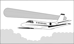 Sketch of the Cessna 550 (Citation II) at the time the elongated gray UFO flew parallel to it for 2 min.