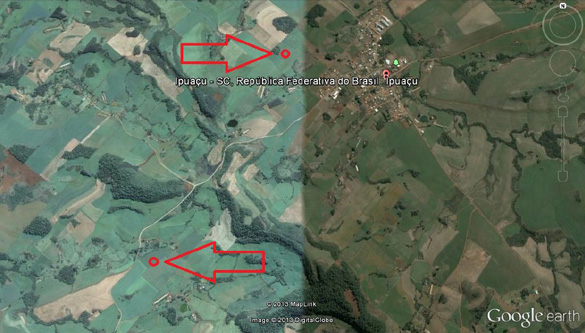 Crop Circle formation locations in relation to Ipuaçu. (Credit: Antonio Inajar Kurowski)