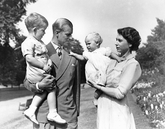 Elizabeth II with (from left) Prince Charles, Prince Philip, and Princess Anne. (image credit: Encyclopedia Britannica)