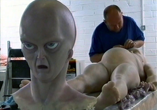 John Humphreys creating the alien prop for the movie.