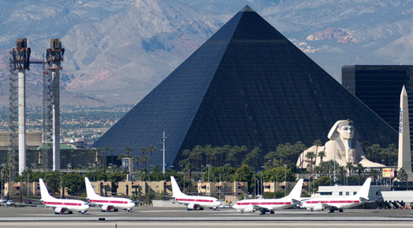 Unmarked airplanes at McCarran International Airport in Las Vegas used to shuttle employees to Area 51. (Credit: Alejandro Rojas)