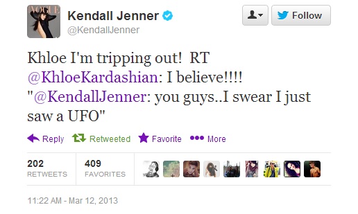 Kendall Jenner UFO Tweet 2