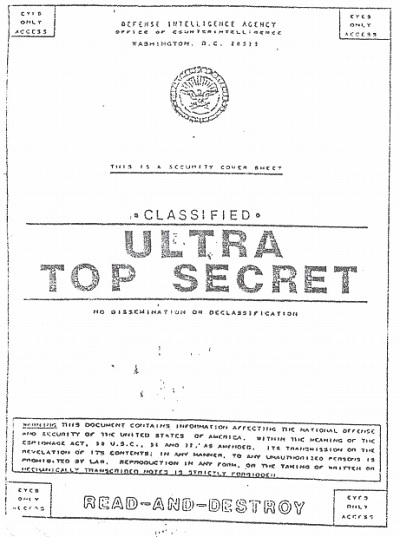 Cover page of alleged documents on ET crashes and alien being recoveries. Click image to see files.