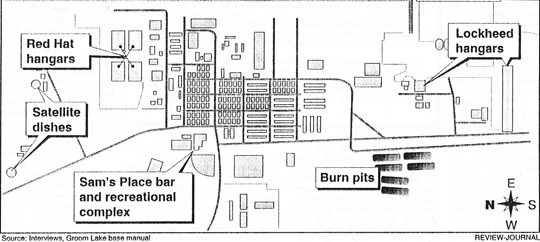 Map of Area 51 with the burn pits from 1994. (image credit: Las Vegas Review-Journal)
