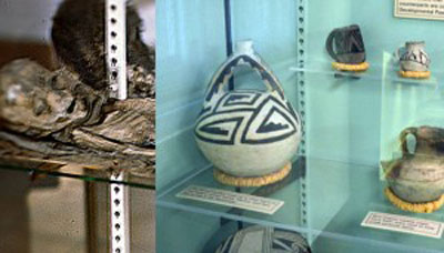 Glass displays form the Mesa Verde Museum on the right, compared to the shelving structure in the Roswell Slides on the left. (Credit: BlackVault.com)