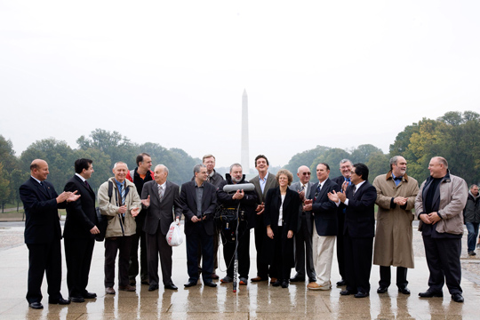 The Generals, Pilots, and other officials in Washington D.C., Leslie Kean is in the middle. (image credit: James Fox)