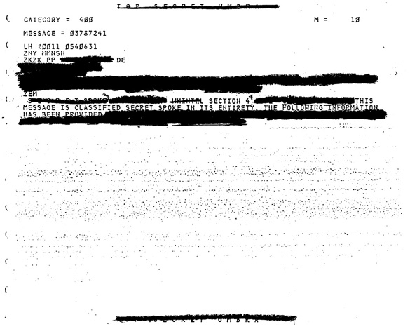 A heavily redacted COMINT UFO file. (Credit: NSA)