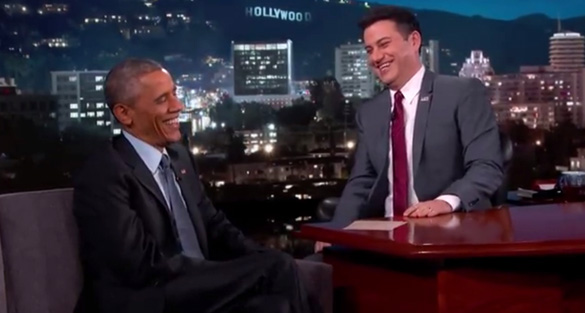 Jimmy Kimmel and President Obama laughing it up about UFOs and aliens. Video can be seen at the top of the story. (Credit: Jimmy Kimmel Live)
