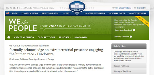 The PRG Extraterrestrial Disclosure Petition