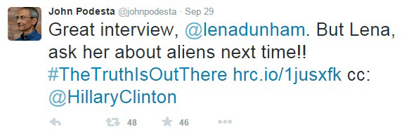 Podesta-Hillary-Dunham-Alien-Tweet