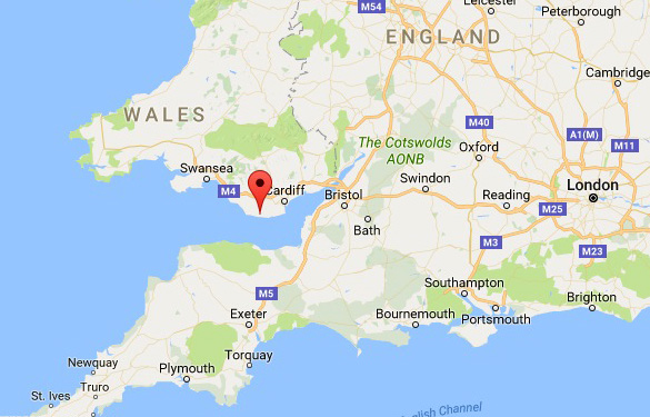 Map showing the location of St. Athan in Wales. (Credit: Google Maps)