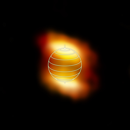 ALMA image of the distribution of molecules in Titan's atmosphere. (Credit: Credit: NRAO/AUI/NSF; M. Cordiner (NASA) et al.)
