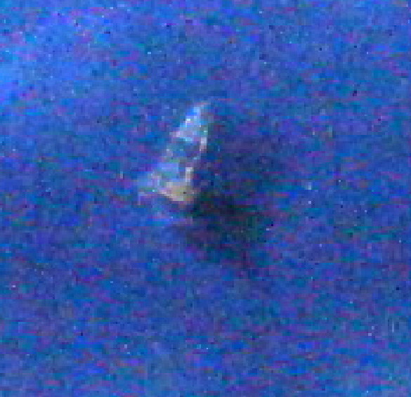 Close-up of the "bell shaped" UFO. The contrast has been enhanced.