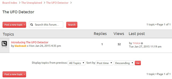 The UFO Detector Forum at TheBlackVault.com. (Credit: The Black Vault)