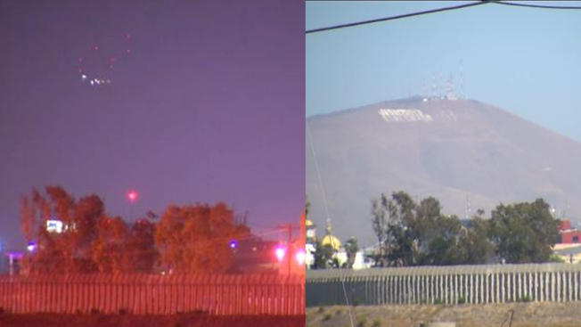 The scene from the day, versus what was captured at night. The witnesses says fog made the lights look more mysterious than they actually turned out to be. (Credit: NBC 7 San Diego)