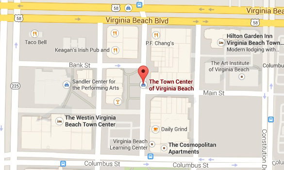 Map of the Town Center of Virginia Beach. (Credit: Google Maps)