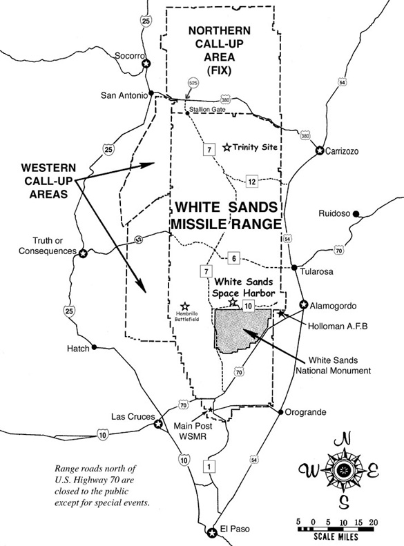 Map of the White Sands Missile Range.