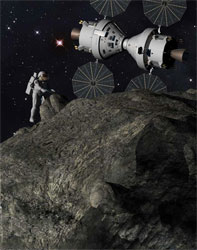 Artist's illustration depicting astroid mission (credit: Lockheed Martin)