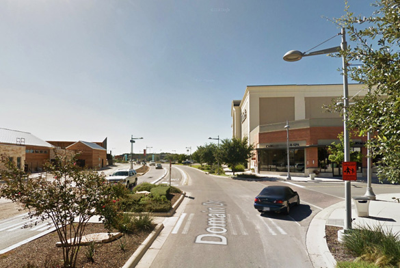 The square UFO appeared to be traveling about 300 feet in the air and moving along at about 25 mph when the Austin, TX, witness saw it. Pictured: Street scene in Austin. (Credit: Google)