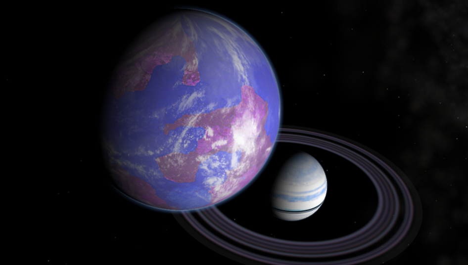 Artist's impression of a hypothetical Earth-like moon around a Saturn-like exoplanet. (Credit: NASA)