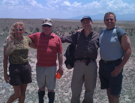 The gang at the debris field. From left: Debbie Ziegelmeyer, Jesse marcel Jr., Maurizio Baiata, Chuck Zukowski.