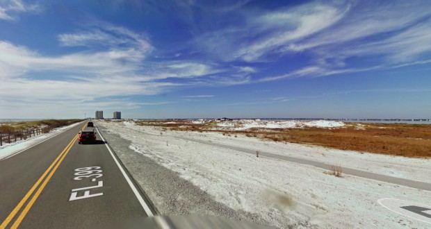 The Escambia County, FL, witness said that the UFO was so large that when she stopped her car to look, it was all she could see out of her windshield and windows. Pictured: Escambia County, FL. (Credit: Google)