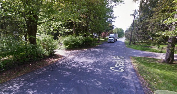 The Hyde Park, NY, witness recalls looking out a bedroom window during the summer of 1976. Over the trees at the far side of the house was a bright white, perfect pyramid craft. Pictured: Hyde Park, NY. (Credit: Google)