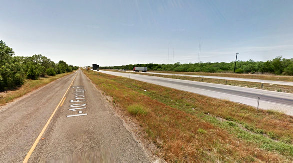 The trucker first ignored UFO warnings heard on the CB radio as he was westbound along I-10 near Seguin, TX. The original report was of multiple objects at mile marker 599. Pictured: The mile marker 599 area of I-10 near Seguin, TX. (Credit: Google Maps)
