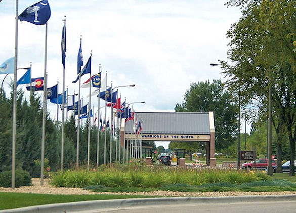 Main gate at Grand Forks Air Force Base. (Credit: Wikimedia Commons)