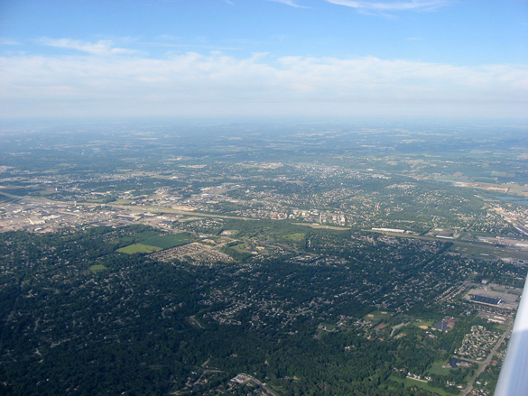 The witness first noticed two objects rising above the tree line on November 7, 2015. Pictured: Aerial view of West Carrollton, Ohio. (Credit: Wikimedia Commons)