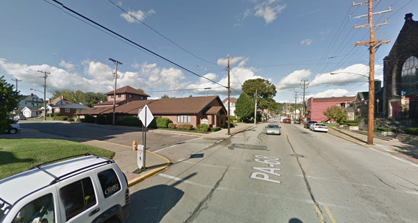 The witness first saw the object as a cigar shape. Pictured: Rochester, PA. (Credit: Google)