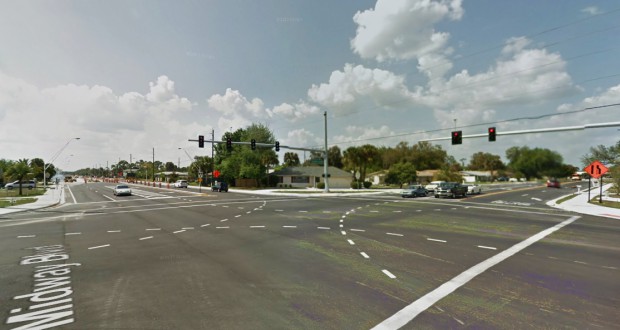 The Charlotte, FL, witness was westbound along Midway Boulevard when traffic slowed to a stop as a UFO moved overhead. Pictured: Charlotte, FL. (Credit: Google)