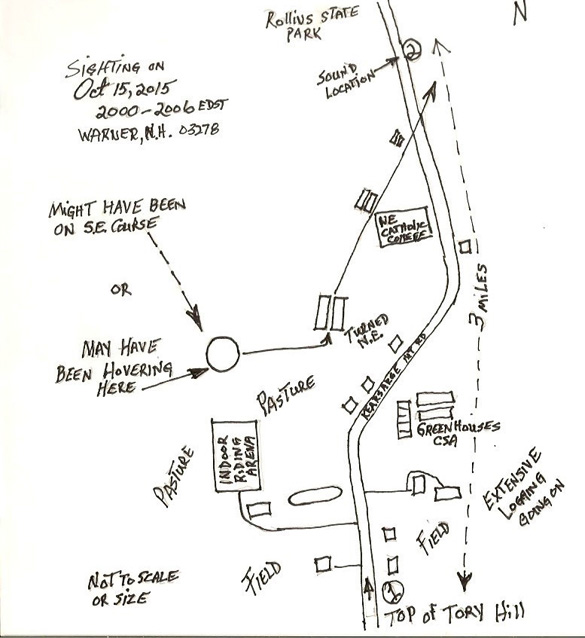 Witness illustration of the UFO flight path. (Credit: MUFON)