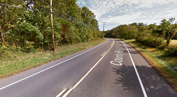 The witness was driving on a rural road similar the road pictured within about five miles of Joint Base MDL. (Credit: Google)