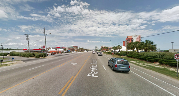 The witness stepped outside and was engulfed in a beam of blue light. Pictured: Orange Beach, AL. (Credit: Google)
