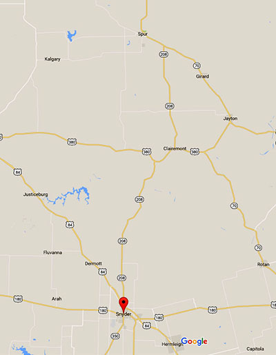 The object was hovering just 500 feet in the air. Pictured: Texas Route 208 between Snyder and Spur. (Credit: Google)