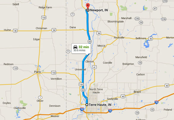Newport, IN, today is a rural area with a population of 515. (Credit: Google Maps)