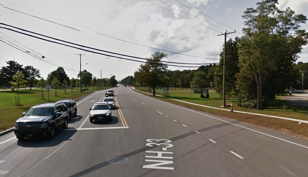The witness could not make out the shape of the object. Pictured: Portsmouth, NH, near the intersection of Peverly and Middle roads. (Credit: Google)
