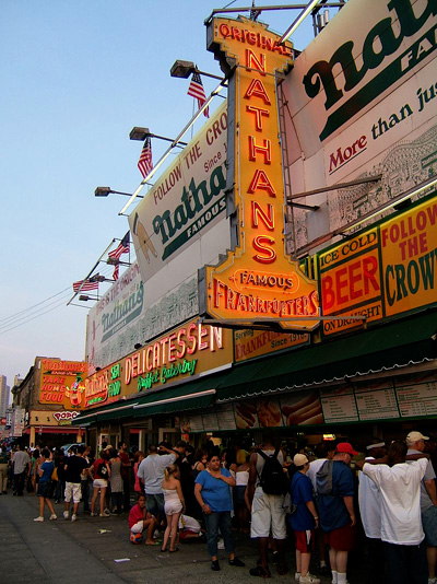 Nathan’s Famous at Coney Island. (Credit: Wikimedia Commons)