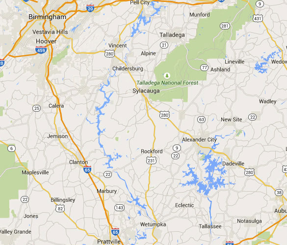 Dadesville is about 85 miles southeast of Birmingham, AL. (Credit: Google Map)