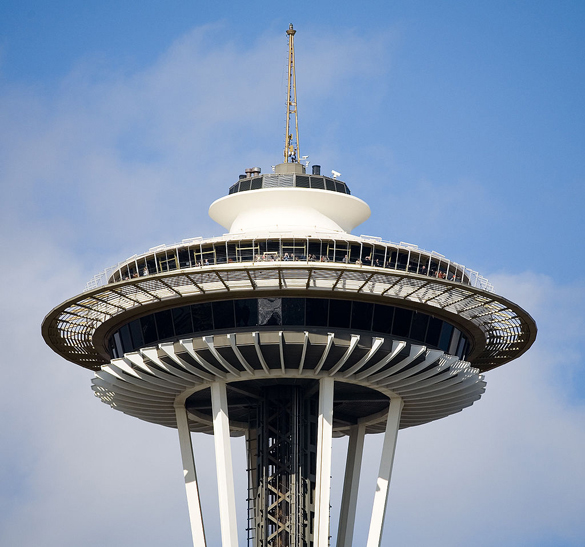 The object accelerated and de-accelerated in ways no common aircraft could maneuver. Pictured: The top portion of Seattle’s Space Needle. (Credit: Wikimedia Commons)