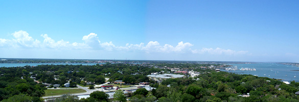 View of St. Augustine, FL, from the top of a lighthouse on Anastasia Island. (Credit: Wikimedia Commons)