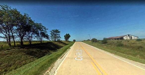The object eventually moved overhead and shown a beam of light into the witnesses’ vehicle. Pictured: Rural area near Millerton, Iowa. (Credit: Google)