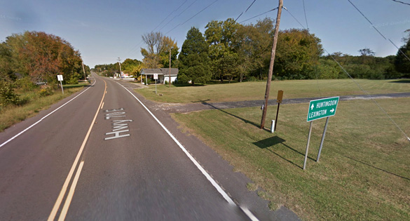 A fourth object appeared overhead in the shape of an orb during the sighting. Pictured: Cedar Grove, TN. (Credit: Google Maps)