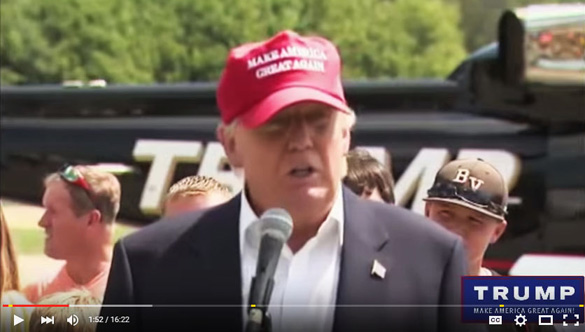 Donald Trump during his speech at the Iowa State Fair on August 15, 2015. (Credit: The Savage Nation YouTube video)