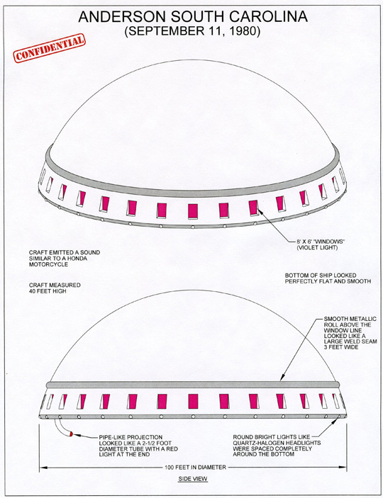 Illustration of UFO described by witness by Michael Schratt