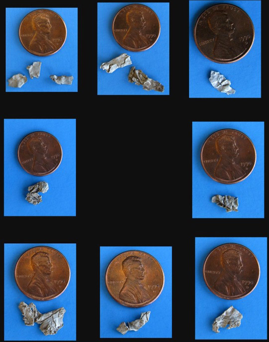 Some of the metal alloy fragments found buried and scattered over the debris field area. (image credit: Frank Kimbler)